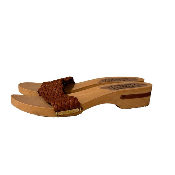 Rapallo Women's Brown Leather Woven Block Sandals Size 8 Made In Italy - Picture 12 of 14